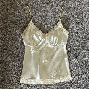 Satin Lace Trim Camisole - Cream